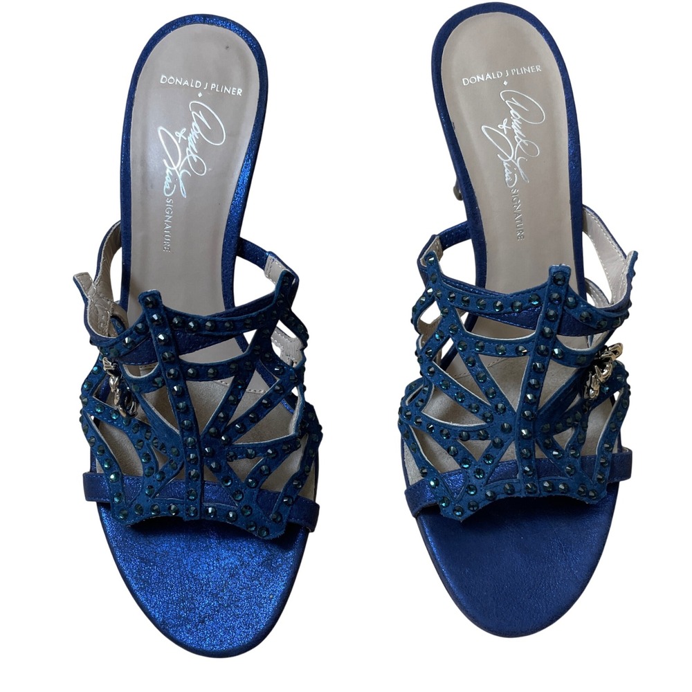 Donald J Pliner Navy Blue‎ Embellished Spider Web Stiletto Heels Size 7.5B
